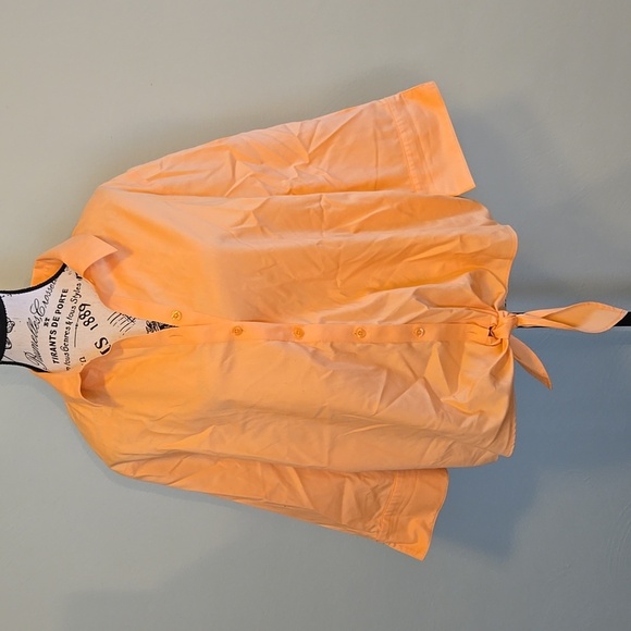 Orange Button Down Blouse - Picture 1 of 7